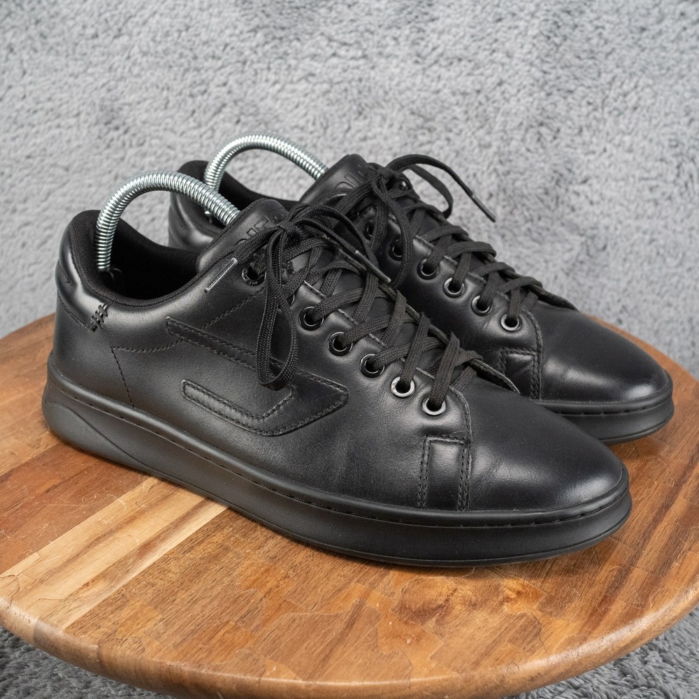 Diesel S-Athene Low Triple Black Leather Sneakers Men's US Size 7.5 Wmns 9